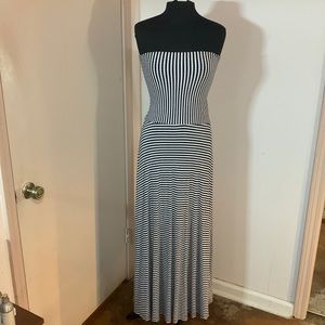 GAP Strapless Convertible Maxi Dress Navy White Stripe size M